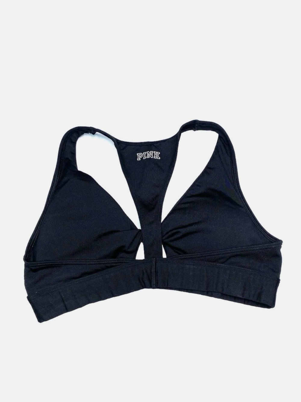 PINK Victoria's Secret Black Racerback Cutout Sports Bra